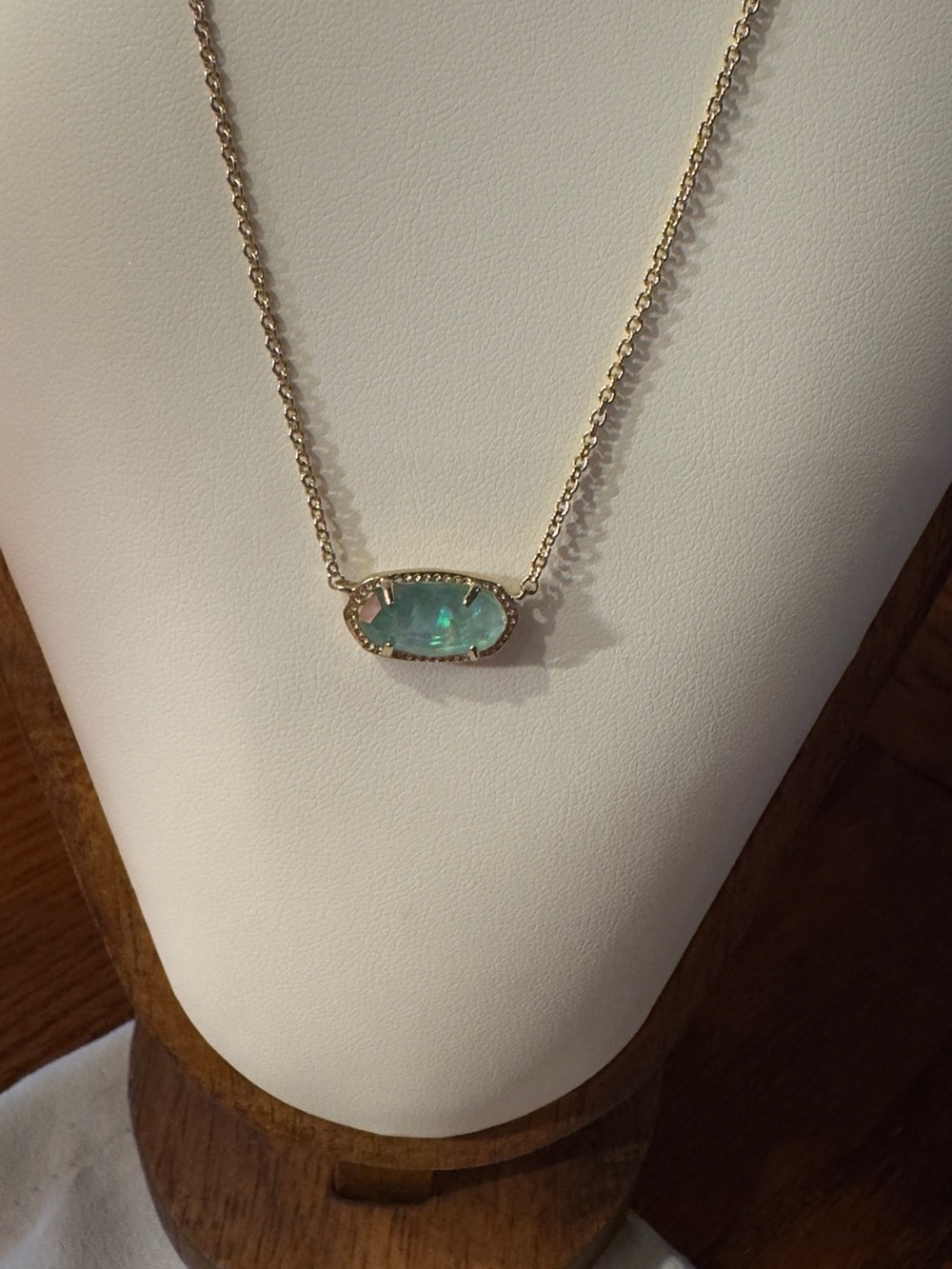 Kendra Scott Gold Necklace with Aqua-Teal Stone